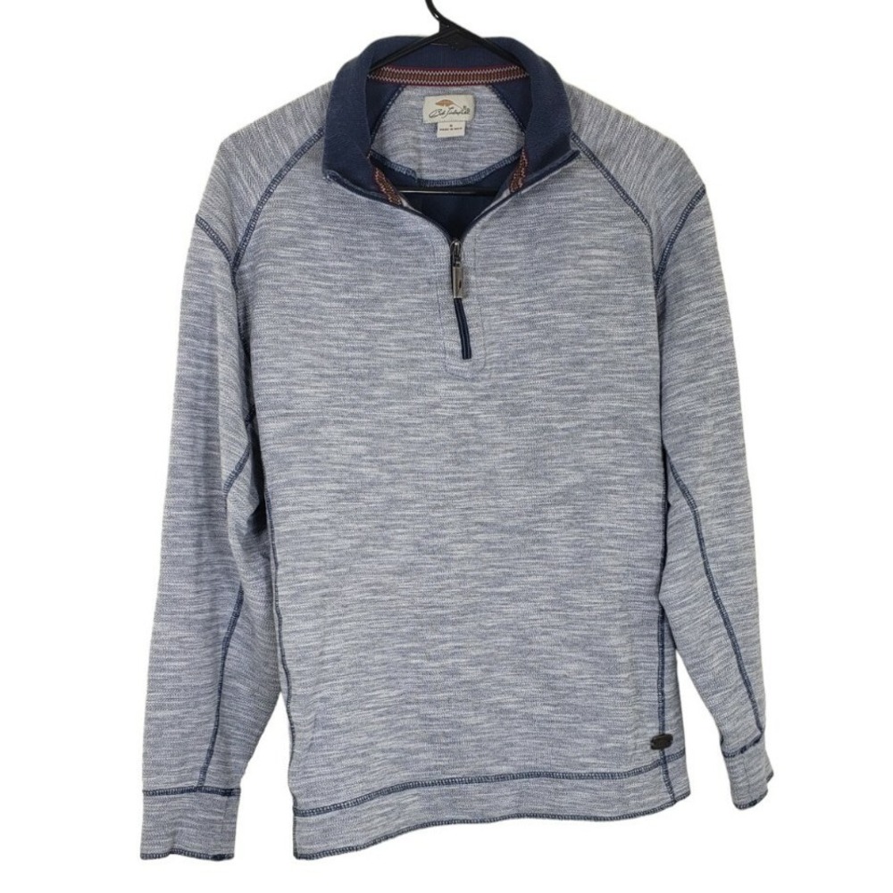Bob Timberlake Pullover Quarter Zip Gray Blue Long Sleeve Sweater SZ S‎